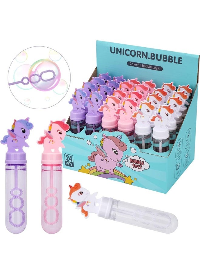 Unicorn Bubbles Party Favors For Kids -24Pcs Return Gifts for Birthday Party Kids/Unicorn Birthday Giveaways For Kids Bulk Birthday Party, Mini Toys Bubble Wand For Kids