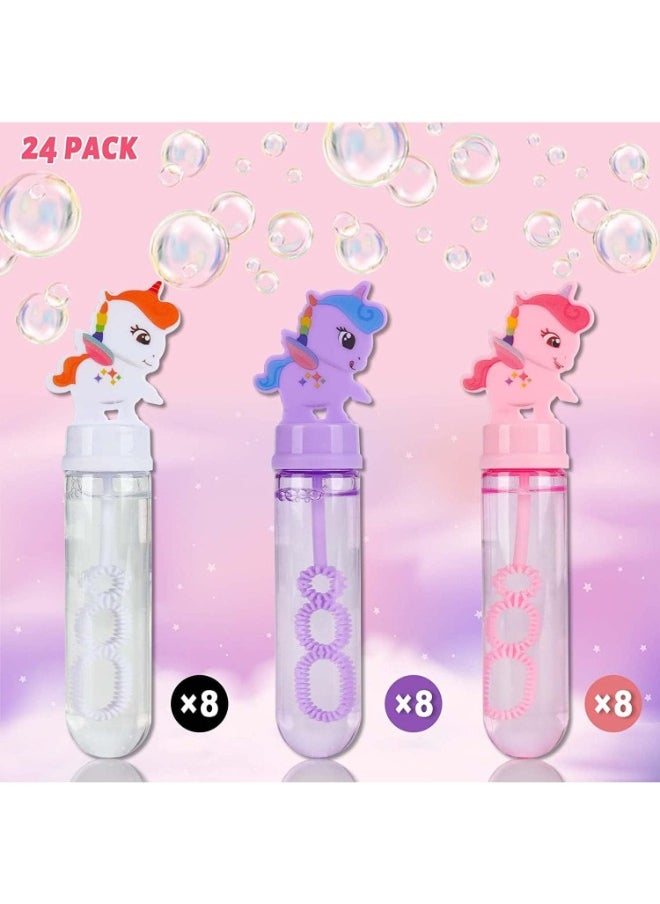 Unicorn Bubbles Party Favors For Kids -24Pcs Return Gifts for Birthday Party Kids/Unicorn Birthday Giveaways For Kids Bulk Birthday Party, Mini Toys Bubble Wand For Kids