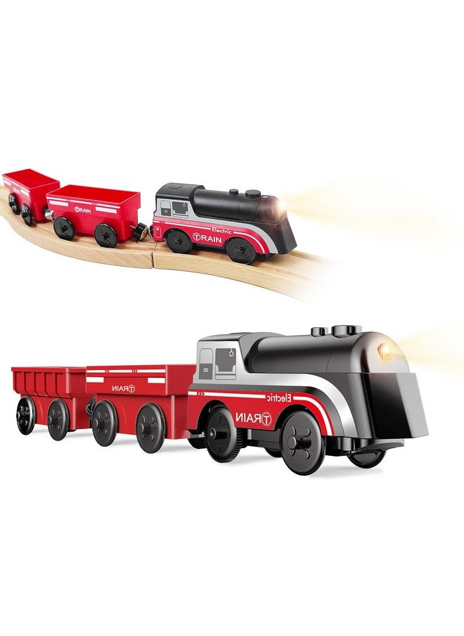 Battery Operated Train For Wooden Track Motorized Train For Toddlers 3+ Years Old 3Pcs Train Toy Set Electric Train Compatible With Thomas Brio Chuggington Melissa And Doug