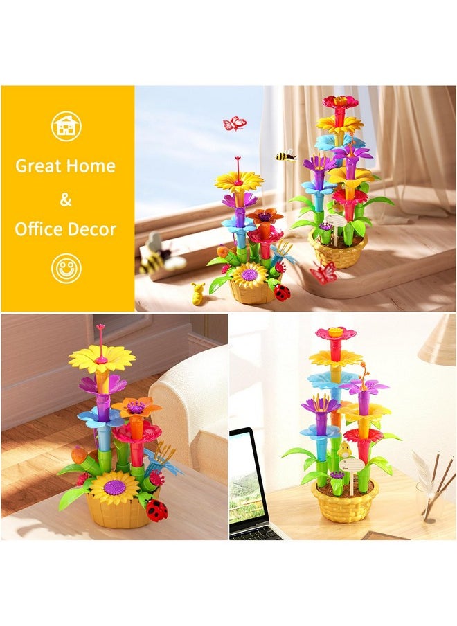 224 Pcs Flower Garden Building Toys For Girls Toys, Educational Stem Toy And Preschool Garden Play Set For Toddlers 3 4 5 6 7 Year Old Kids Boys Girls, Flower Stacking Toys For Kids Age 3-6