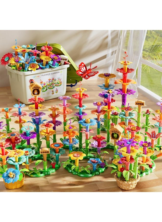 224 Pcs Flower Garden Building Toys For Girls Toys, Educational Stem Toy And Preschool Garden Play Set For Toddlers 3 4 5 6 7 Year Old Kids Boys Girls, Flower Stacking Toys For Kids Age 3-6