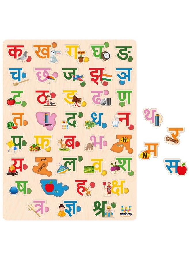 Wooden Hindi Varnamala Alphabets| Hindi Shabd Rachna| Hindi Consonant Puzzle Montessori Educational For Pre-School Kids Toy 3 To 8 Years