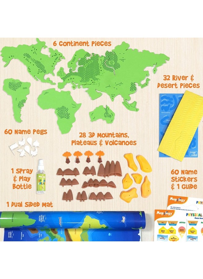 Mapology Physical Features Of World Map | 3D Puzzle & Construction Toys For Kids | Birthday Gift For Girls & Boys Ages 5,6,7,8,9,10,11,12 | Diy Science Kit For Kids