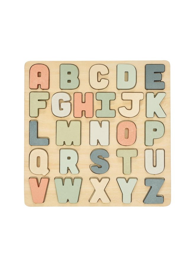 Wooden Alphabet Puzzle, Colorful Abc Letters, Interactive Learning Board Educational Montessori Toy, Baby And Toddler Ages 1+ Years