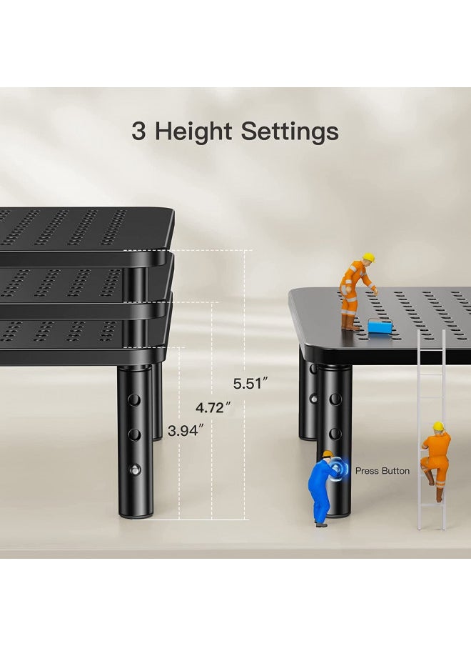 Monitor Stand, Monitor Stand Riser 3 Height Adjustable, Monitor Riser with Airflow Vents, Laptop Stand for Desk, Laptop Riser, Desk Organizer for Monitor, 15.6
