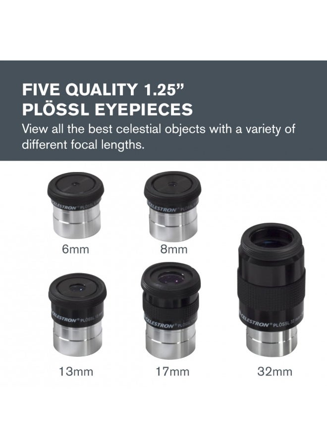 Celestron 1.25 Eyepiece and Filter Accessory Kit 14 Piece Telescope Accessory Set Plossl Telescope Eyepiece Barlow Lens Colored Filters Moon Filter Sturdy Metal Carry Case
