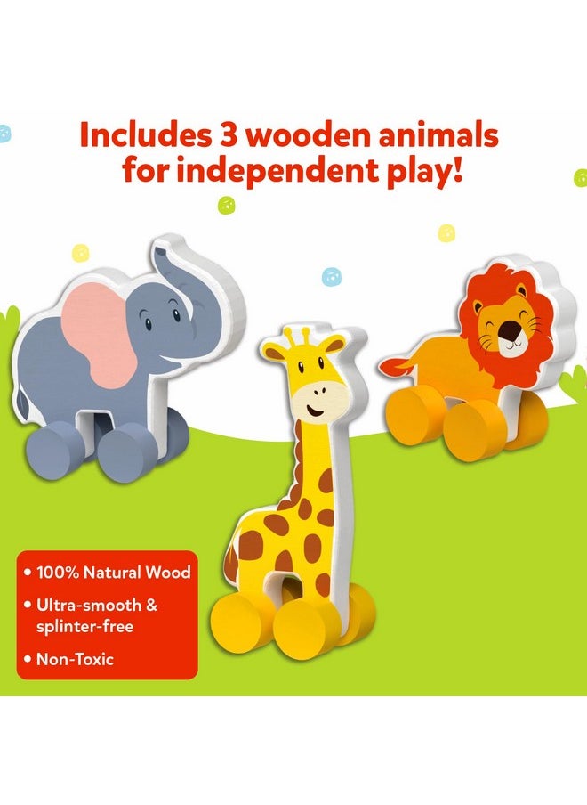 Wooden Animal Toys On Wheels, Imaginative Play For Toddlers, Educational Gifts For Infants 9 Months To 3 Years