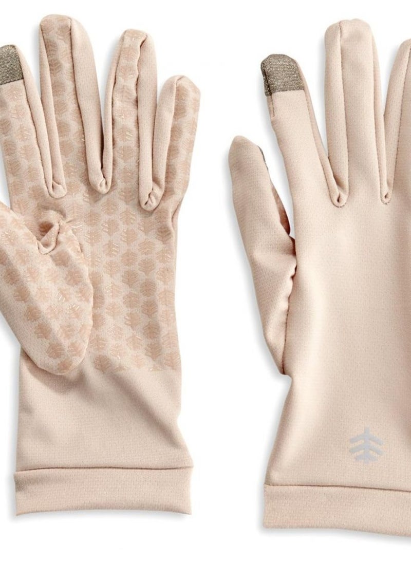 Coolibar UPF 50+ Men's Women's Gannett UV Gloves - Sun Protective (Large- Beige)