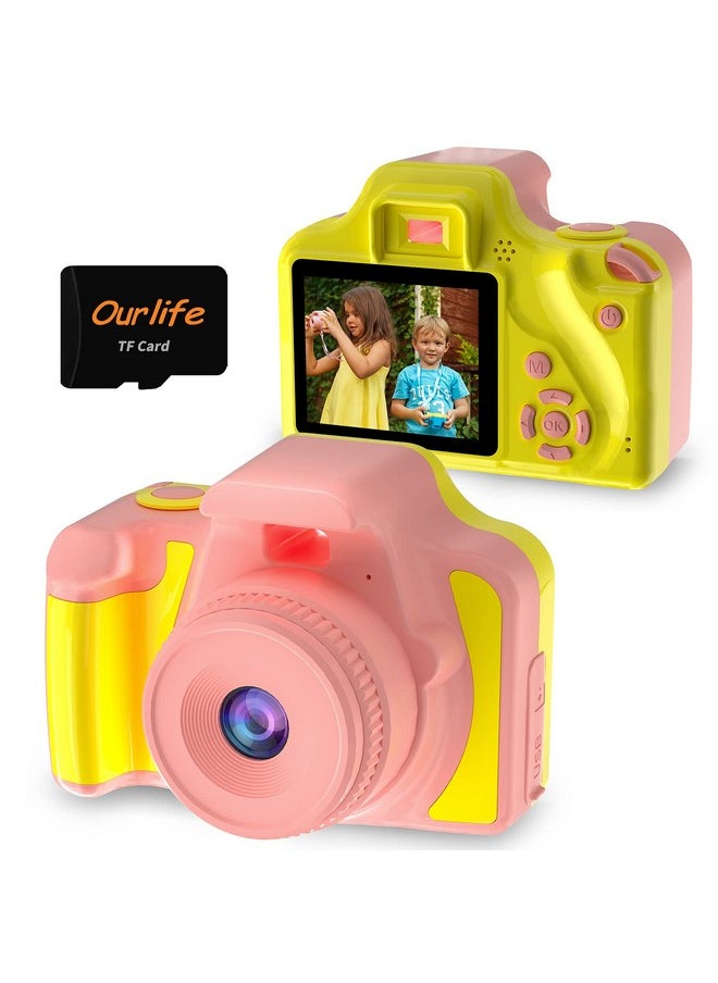 Kids Camera For Age 3-12, 1080P Hd Digital Video Toddler Camera With Mp3 Music Player, Christmas Birthday Gifts For Girls/Boys Age 3 4 5 6 7 8 With 8Gb Sd Card-Pink