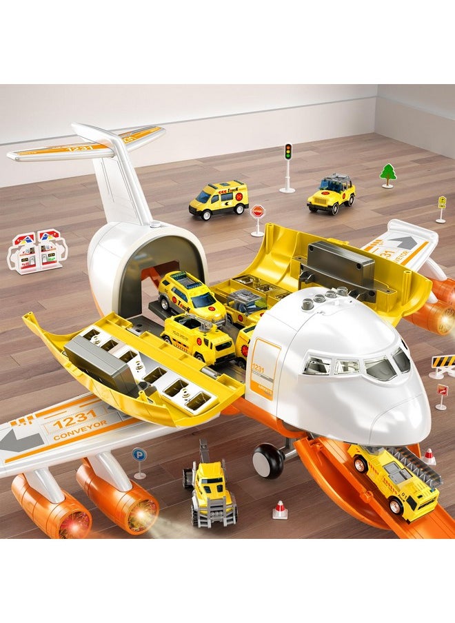 Toddler Airplane Toys For 3 Year Old, Toy Airplane For Boys Age 4-7, Large Spray Transport Airplane Toy With 12 Construction Vehicles, Toys For 3 4 5 6 7 8 Years Old