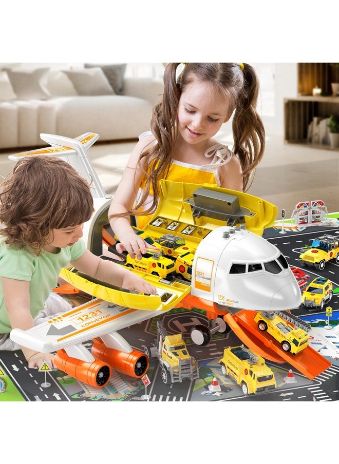 Toddler Airplane Toys For 3 Year Old, Toy Airplane For Boys Age 4-7, Large Spray Transport Airplane Toy With 12 Construction Vehicles, Toys For 3 4 5 6 7 8 Years Old