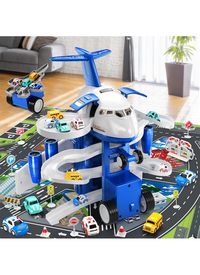 Kids Airplane Boy Toys For 3 4 5 Year Old Boys - Car Race Track For Kids Ages 3-5 With 8 Mini Car Toys, Toddlers Educational Toy, Birthday Gifts For Boys 3-5, Birthday Gift For Boys Girls 3-5