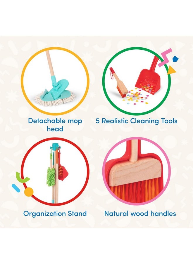 - Kids Cleaning Set - Cleaning Toys For Toddlers, Children - Pretend Play Kit- Broom, Mop, Brush, Dustpan, Duster- Sweep N' Clean- 2 Years +