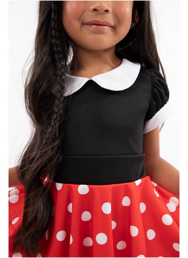 Retro Polka Dot Twirl Dress Up Costume - Machine Washable Child Pretend Play Party Dress (6)