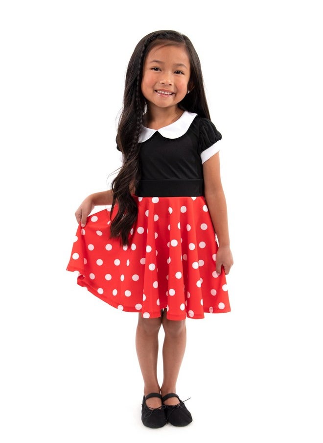 Retro Polka Dot Twirl Dress Up Costume - Machine Washable Child Pretend Play Party Dress (6)