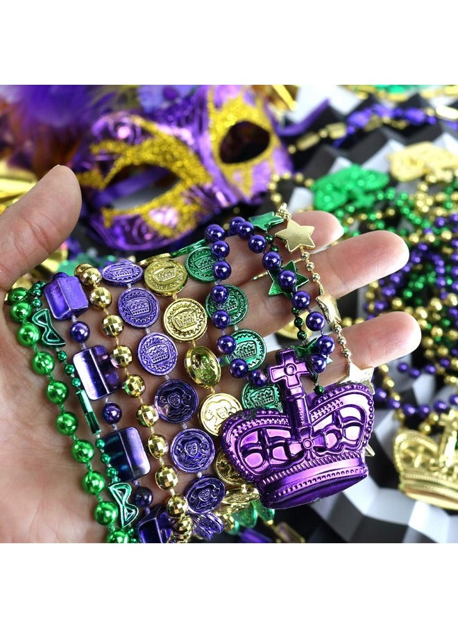 100 Pcs Mardi Gras Metallic Bead Necklaces For Party Favors, Mardi Gras Party, New Year Parade, St Patrick Day Celebrations, Christmas Decorations, Tailgating Party, Gaysby Themed Party