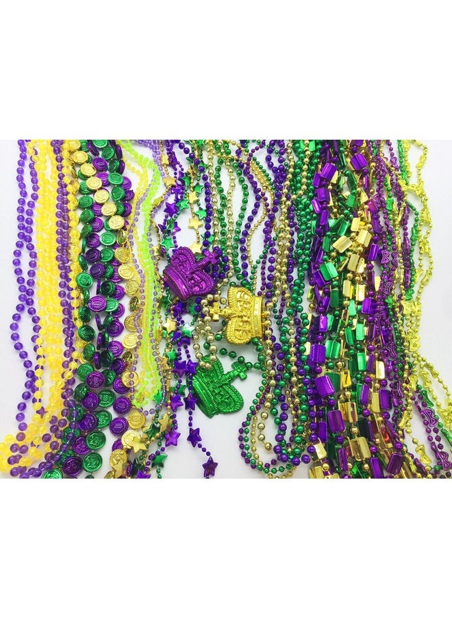 100 Pcs Mardi Gras Metallic Bead Necklaces For Party Favors, Mardi Gras Party, New Year Parade, St Patrick Day Celebrations, Christmas Decorations, Tailgating Party, Gaysby Themed Party