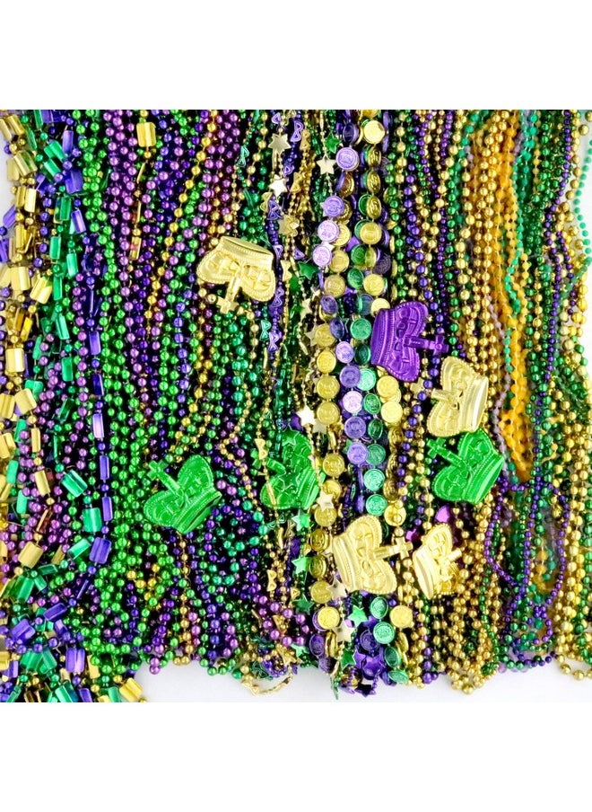 100 Pcs Mardi Gras Metallic Bead Necklaces For Party Favors, Mardi Gras Party, New Year Parade, St Patrick Day Celebrations, Christmas Decorations, Tailgating Party, Gaysby Themed Party