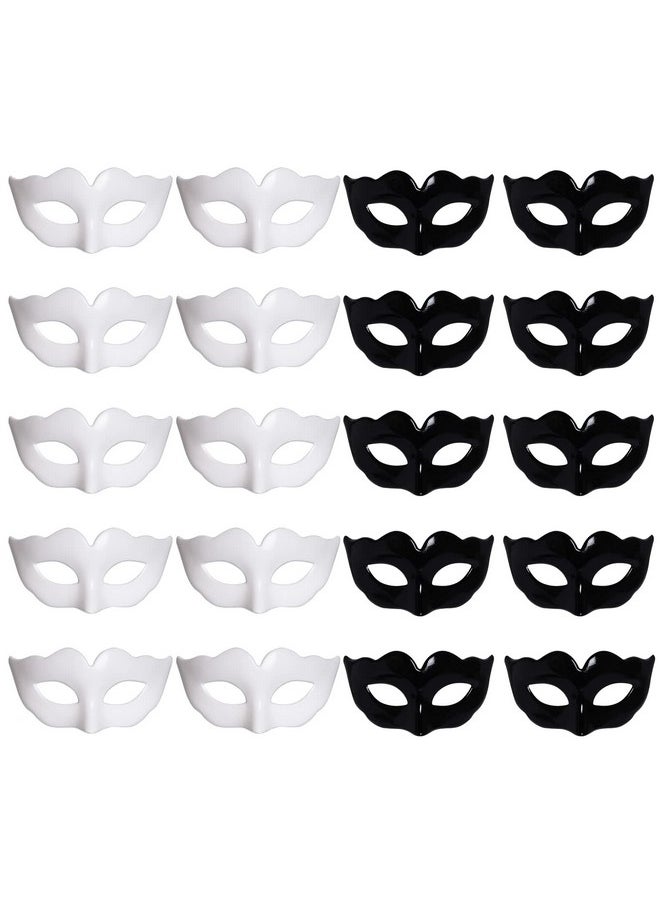 20 Pieces Mini Masquerade Mask Small Mardi Gras Masks Small Venetian Mask Masquerade Masks Vintage Antique Masks (Black And White, Small)