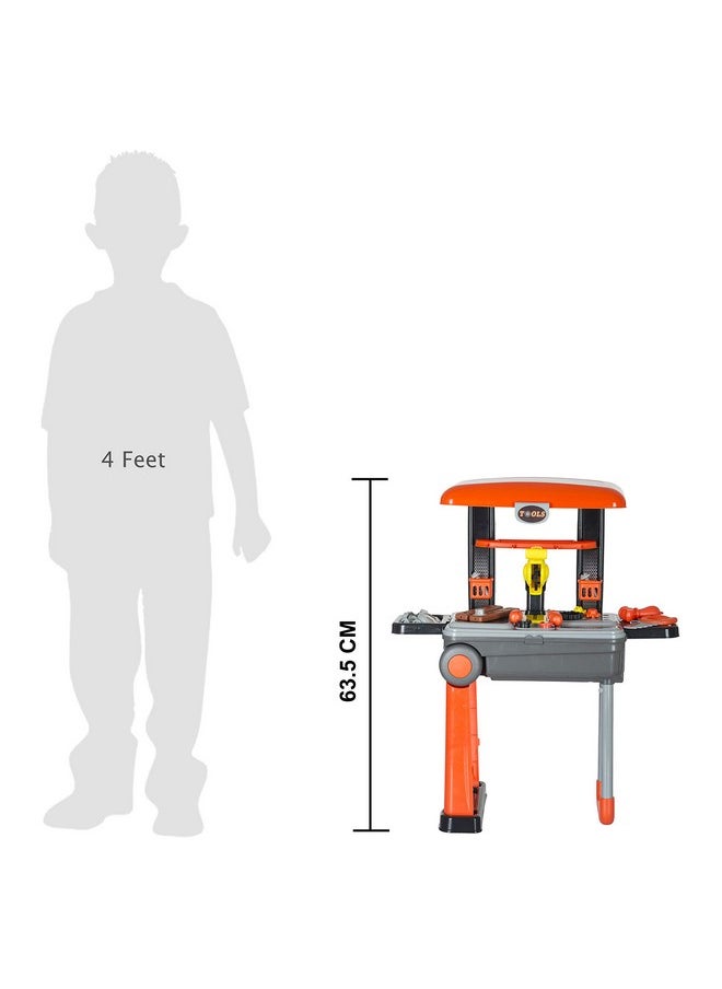 Tool Set, Children'S Twist Trolley Case Workbench 2 In 1 Tool Set