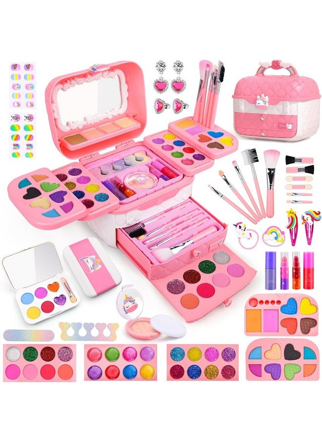 80 Pcs Kids Makeup Kit For Girls 5 6 7 8 Years Old, Unicorn Girls Toy For Little Girls Birthday, Princess Dolls Dress Up Toy For Performance Dance Show Role Play Party