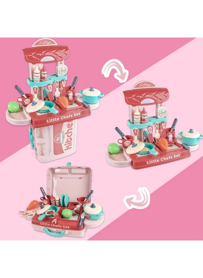 Kitchen Set Toys For Girls With Cooking Utensils, Little Chef Realistic Miniature Pretend Role Play Food Party For Boys Girls