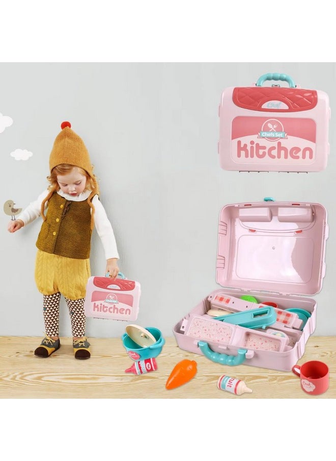 Kitchen Set Toys For Girls With Cooking Utensils, Little Chef Realistic Miniature Pretend Role Play Food Party For Boys Girls