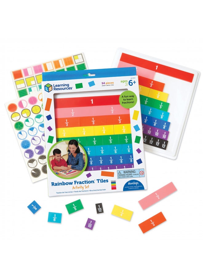 Learning Resources Rainbow Fraction Tiles - 54 Pieces, Ages 6+ Early Math Skills, Visual Aid, Math for Kids, Teacher Supplies