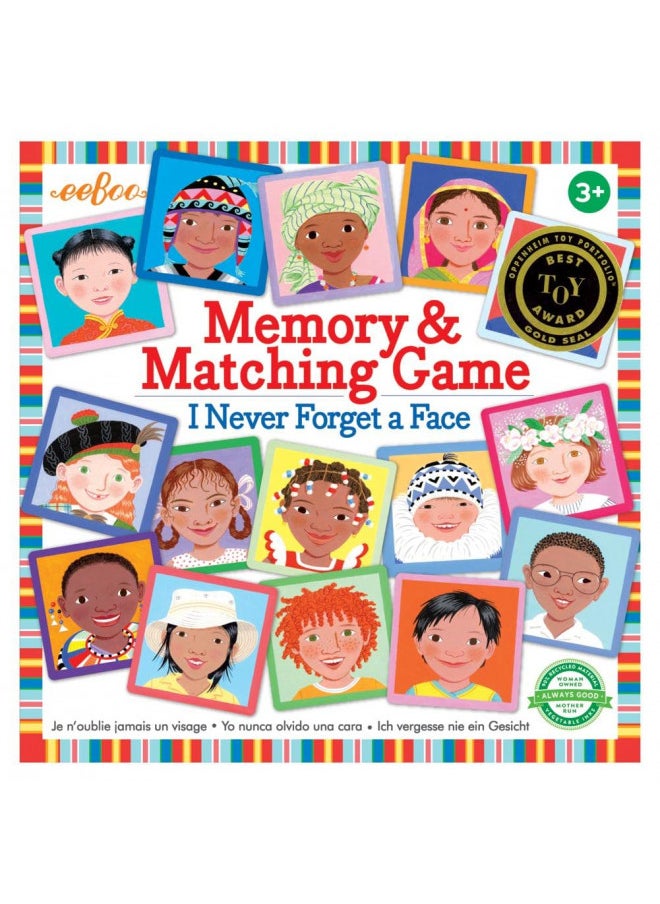 eeBoo: I Never Forget a Face, Memory & Matching Game, Developmental and Educational, 24 Pairs to Match, Single or Multiplayer Function, For Ages 3 and up