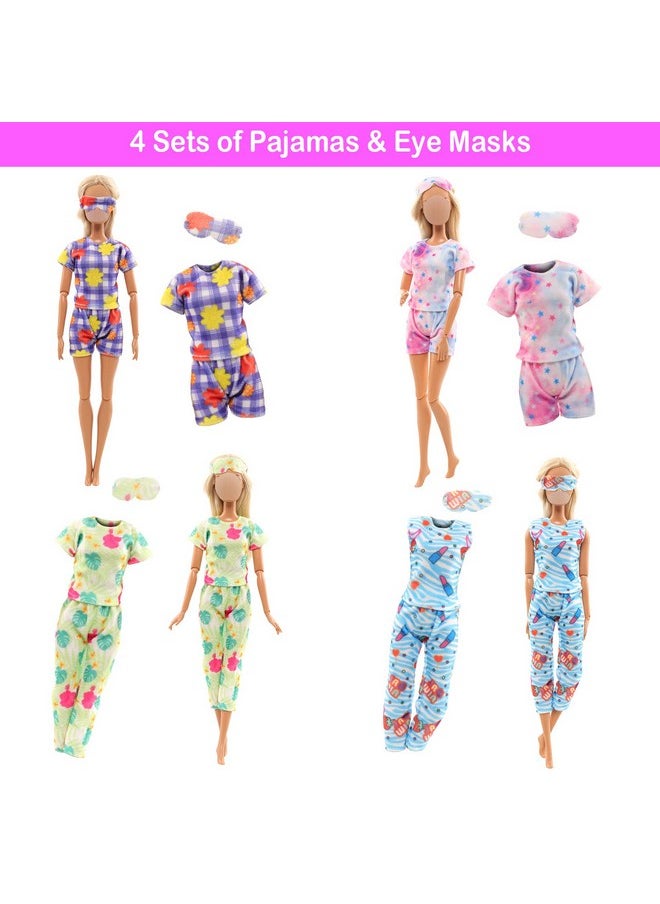 4 Sets Doll Pajamas Party Clothes Sleepwear Casual Bedtime Suit With Eye Masks For 11.5 Inch Girls Doll…