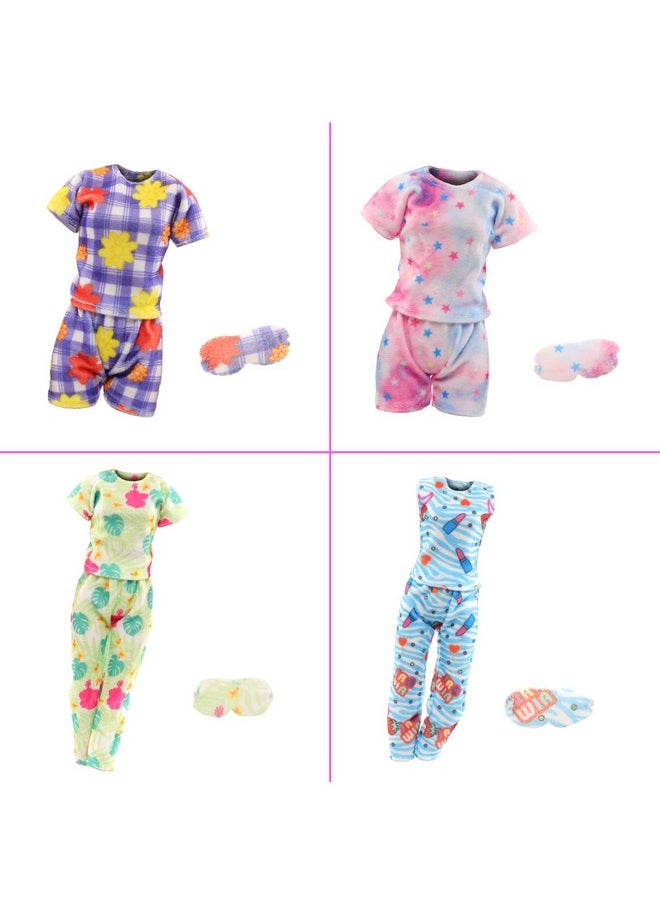 4 Sets Doll Pajamas Party Clothes Sleepwear Casual Bedtime Suit With Eye Masks For 11.5 Inch Girls Doll…