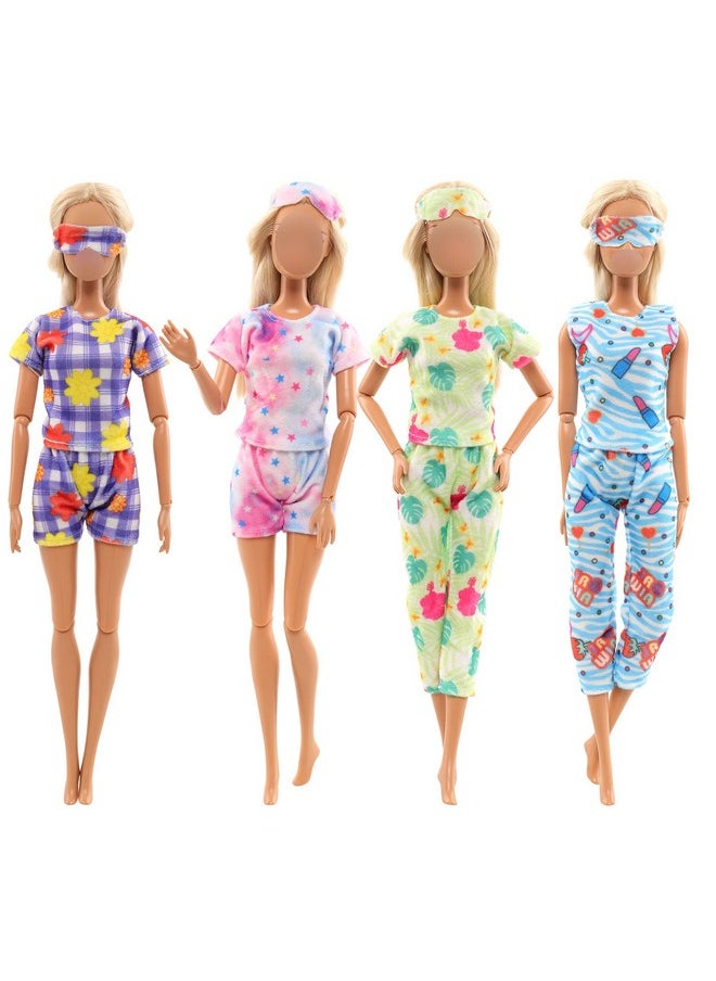 4 Sets Doll Pajamas Party Clothes Sleepwear Casual Bedtime Suit With Eye Masks For 11.5 Inch Girls Doll…