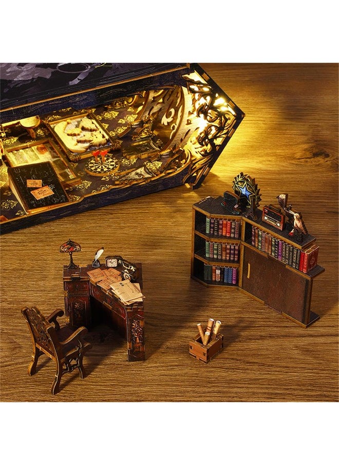 Diy Book Nook Miniature Kit With 3D Wooden Puzzle, Diy Manual Book Stand For Bookshelf Insert Decor For Creative Assembled Bookends For Romantic Gift (Detective Famous Agency)