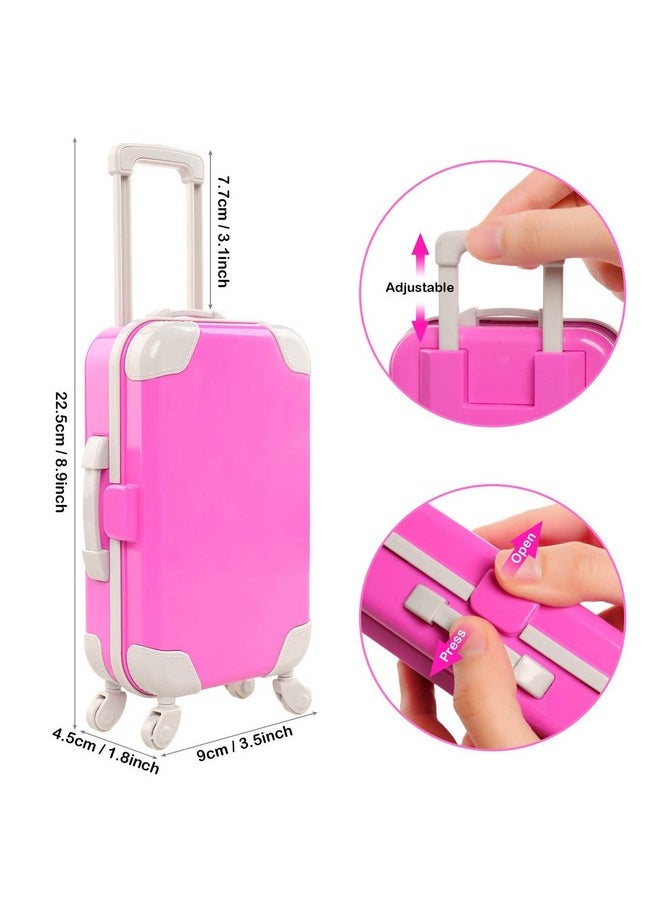 32 Pcs Doll Suitcase Luggage Travel Clothes And Accessories For 11.5 Inch Girl Doll Travel Carrier Storage, Including 1 Luggage 1 Suitcase 23 Travel Toiletries 5 Dresses 1 Puppy 1 Computer…