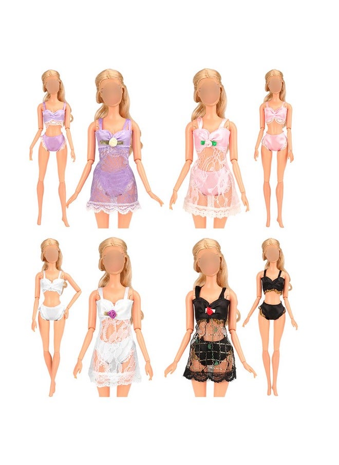 Doll Pajamas Sleep Suit Sleepwear Clothes Compatible For 11.5 Inch Girl Doll (4 Sets)