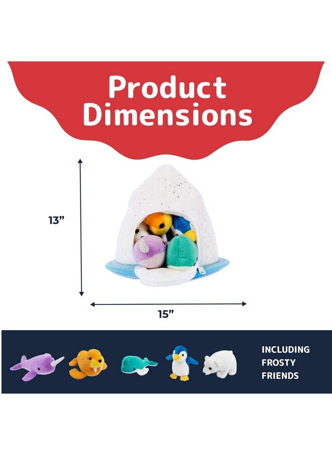 Stuffed Animal With Babies Inside - Five Small Plush Christmas Stuffed Animal House - Penguin Toy, Polar Bear Plush, Whale, Narwhal, Walrus, Toy Igloo - Artic Stuffed Animals For Girls/Boys