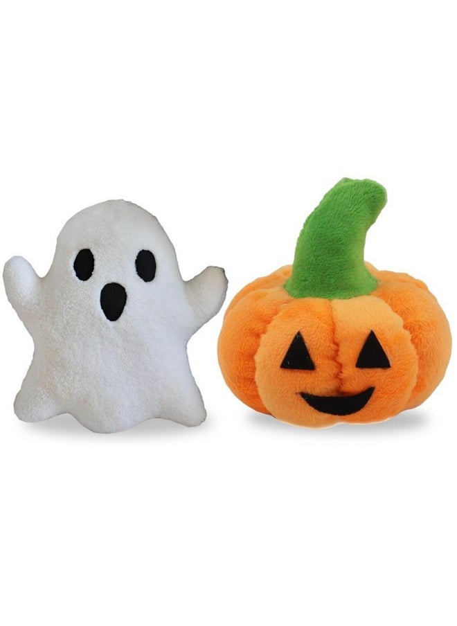 Halloween Special Combo Of Ghost & Pumpkin Soft Stuffed Plush Toy Pillow For Kids Boys & Girls (Size: 25 Cm, Color: White & Orange)