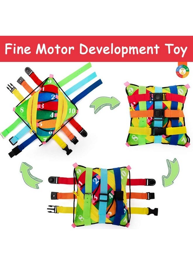 Sensory Buckle Pillow Toys For Toddlers,Travel Toys For Toddlers 1-3 Learning Fine Motor Skill & Problem Solving,Montessori Sensory Fidgets For Kids Threading Counting Zipper-12 Basic Skill