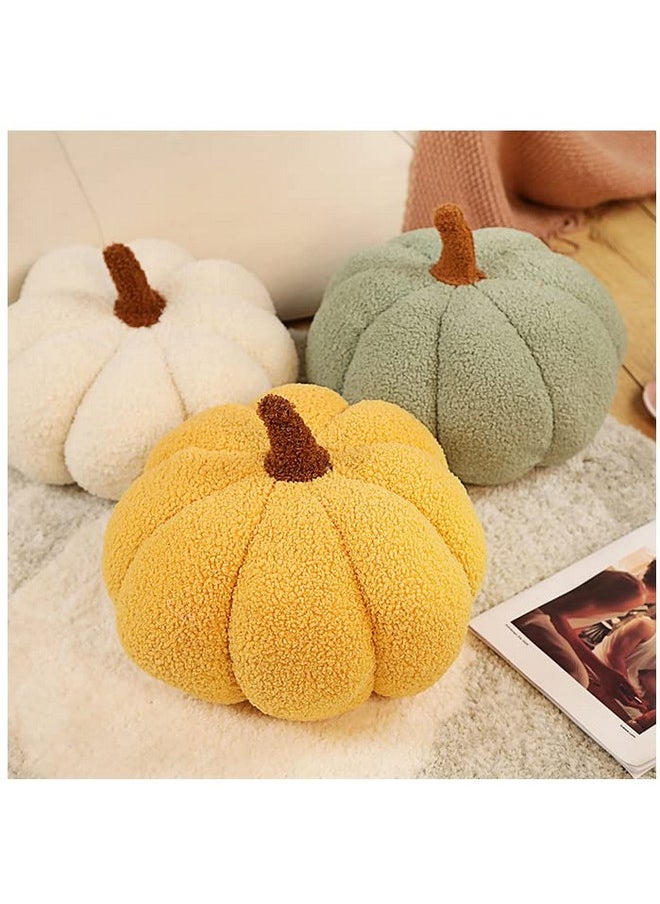 11Inch Halloween Pumpkin Throw Pillow Decorative,Fluffy Plush Pumpkin Fall Pillow Plush Toy Stuffed Pumpkin Decor Stuffed Toy Pumpkin Decorative Plush Cushion For Halloween Home Decor Gifts (White)