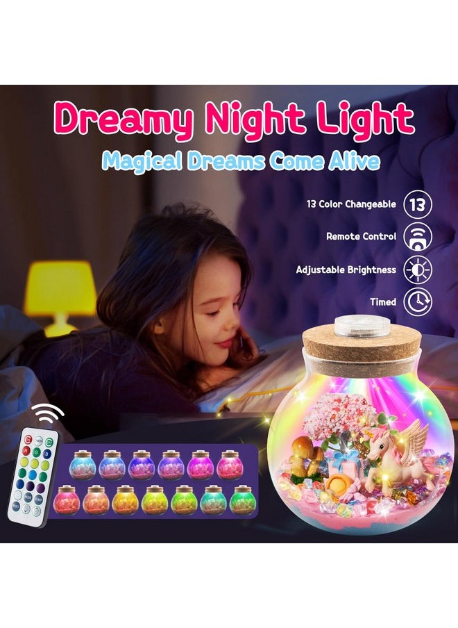 Light Up Terrarium Kit For Kids, Diy Unicorn Toys For 3 4 5 6 7 8 9 10 11 12 Year Old Girls Boys, Night Light Unicorn Terrarium Kit Arts And Crafts For Girls, Kids Christmas Birthday Gifts