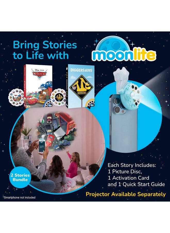 Storytime Storybook Reels, 2 Story Set, Cars And Diggersaurs, Digital Stories For Projector, Toddler Early Learning Gifts For Kids Ages 1 Year And Up