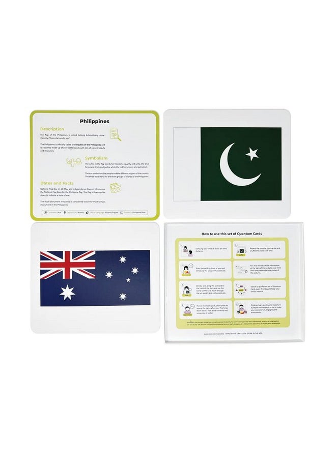 Quantum Flash Cards, National Flags - Educational Flashcard Set 3 For Toddlers And Kids (8 Months To 8 Years) For Brain Development