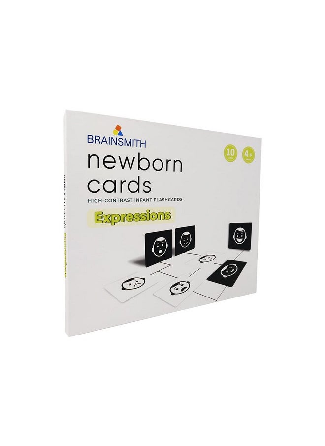 New-Born Baby Flash Cards - Expressions Learning, High-Contrast Picture Card Set - Sight And Memory Of Infants And Babies (0-6 Month Old), Black/White