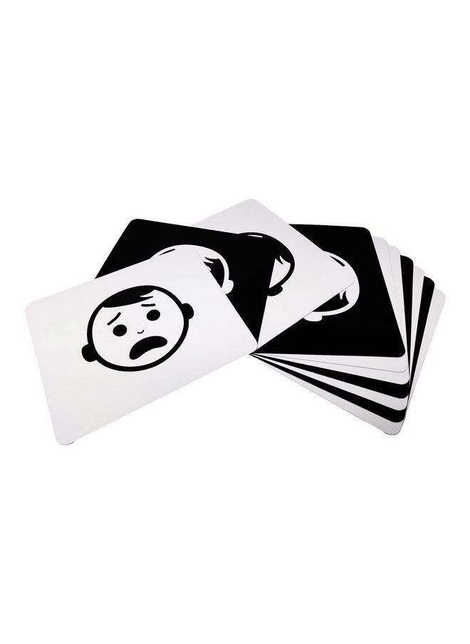 New-Born Baby Flash Cards - Expressions Learning, High-Contrast Picture Card Set - Sight And Memory Of Infants And Babies (0-6 Month Old), Black/White