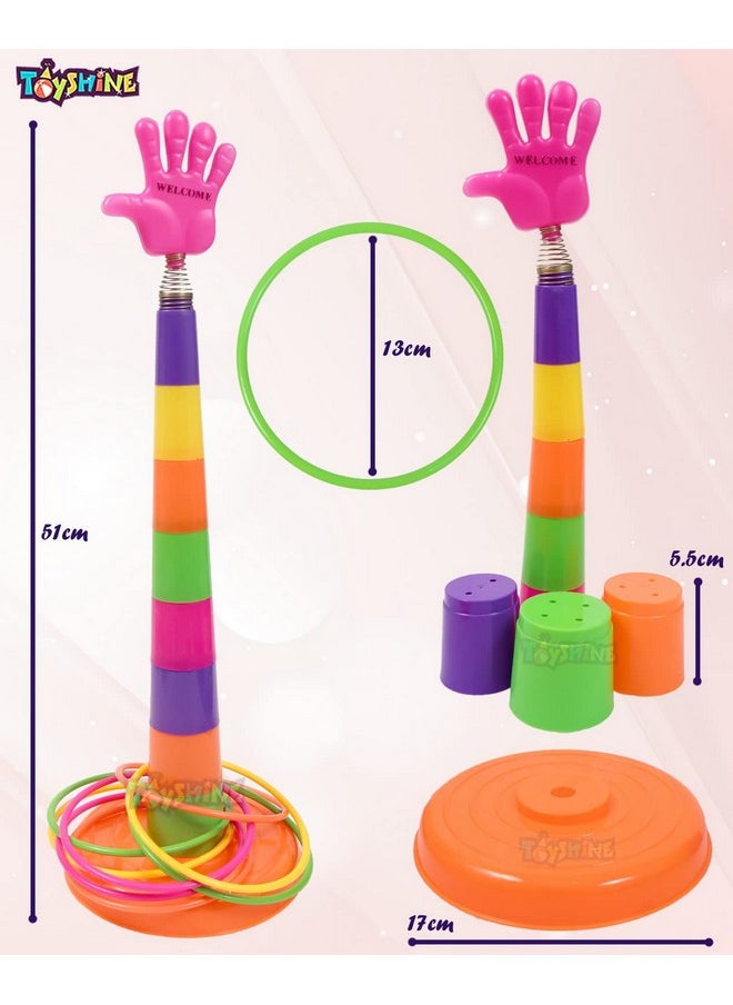 2 In 1 Ring Toss Game | Shape Sorter Color Recognition Aim And Strike Game - Multicolor