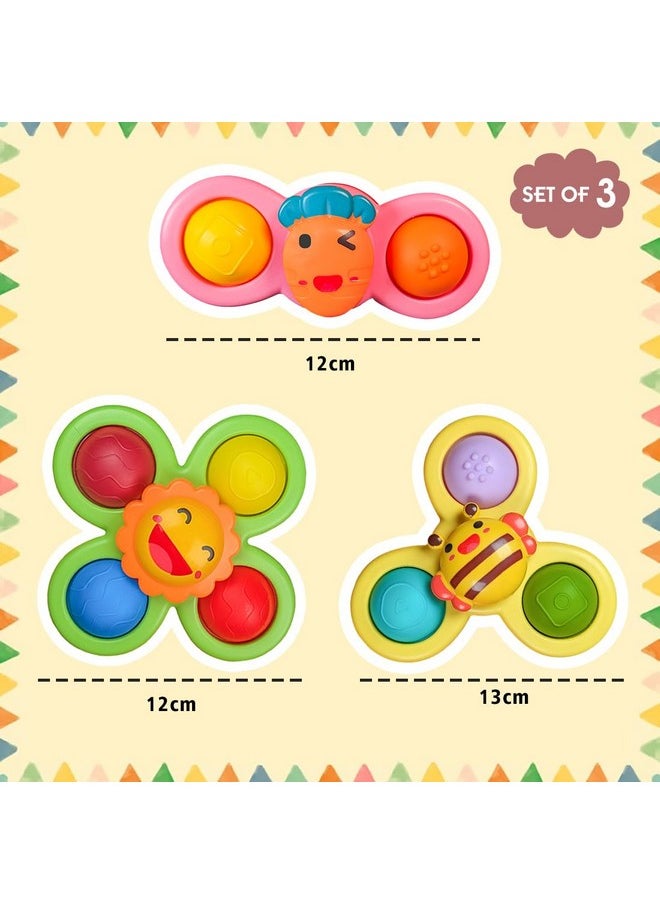 Baby Products Bath Toys 3 Pcs Suction Cup Spinner Toy For Baby Toddlers Sensory Toys For Kids | Sticks To Window Table Baby High Chair Tray Bath Spinners For Baby Gifts For Baby Toddlers