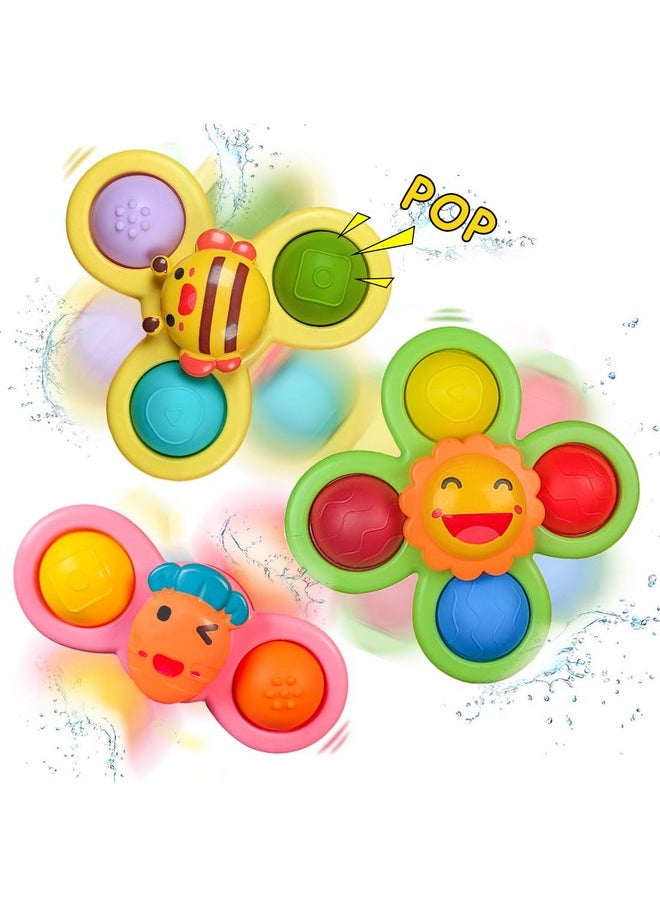 Baby Products Bath Toys 3 Pcs Suction Cup Spinner Toy For Baby Toddlers Sensory Toys For Kids | Sticks To Window Table Baby High Chair Tray Bath Spinners For Baby Gifts For Baby Toddlers