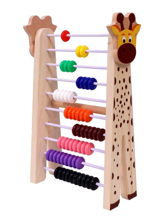 Giraffe Wooden Abacus And Learning Play Center - Multi Color, Kid