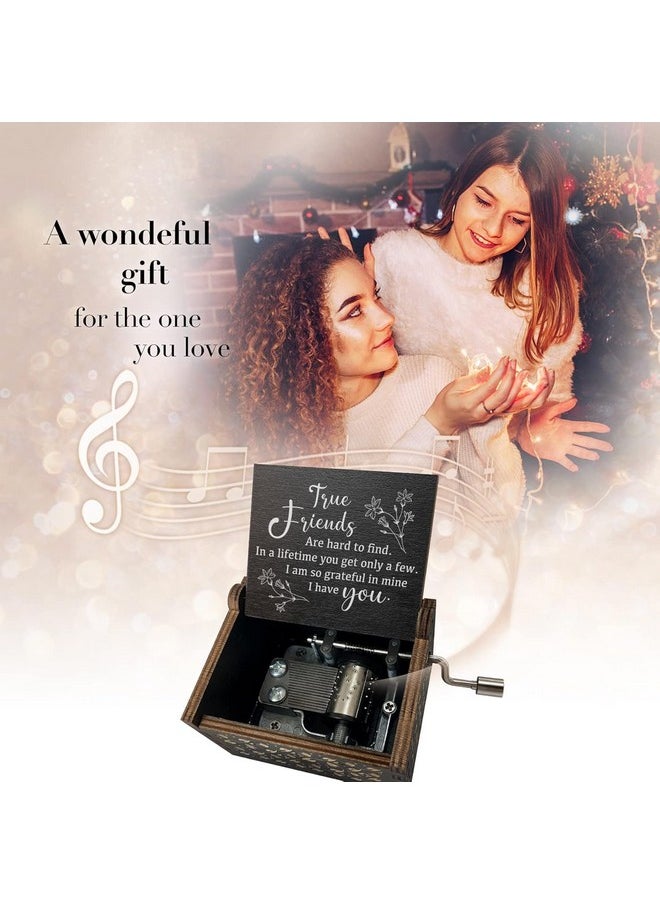 Store2508 Wooden Vintage Hand Cranked Music Box - True Friends - You Are My Sunshine - Gift For Best Friend