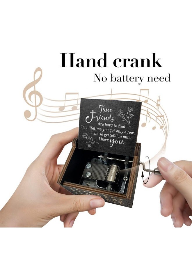 Store2508 Wooden Vintage Hand Cranked Music Box - True Friends - You Are My Sunshine - Gift For Best Friend